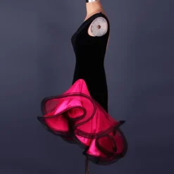 Latin Dance Dress Ruffles Split Joint Women's Performance Practise Sleeveless Spandex Organza