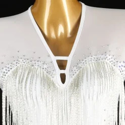 Latin Dance Exotic Dancewear Dress Tassel Crystals / Rhinestones Women's Performance Daily Wear Long Sleeve Spandex