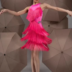 Latin Dance Exotic Dancewear Latin Salsa Dance Dress Tassel Women's Performance Daily Wear Sleeveless Chinlon