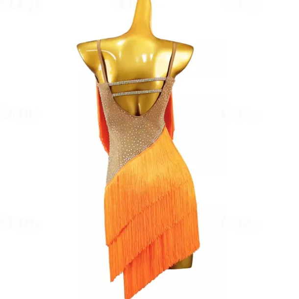 Latin Dance Exotic Dancewear Latin Salsa Dance Dress Tassel Women's Performance Daily Wear Sleeveless Spandex