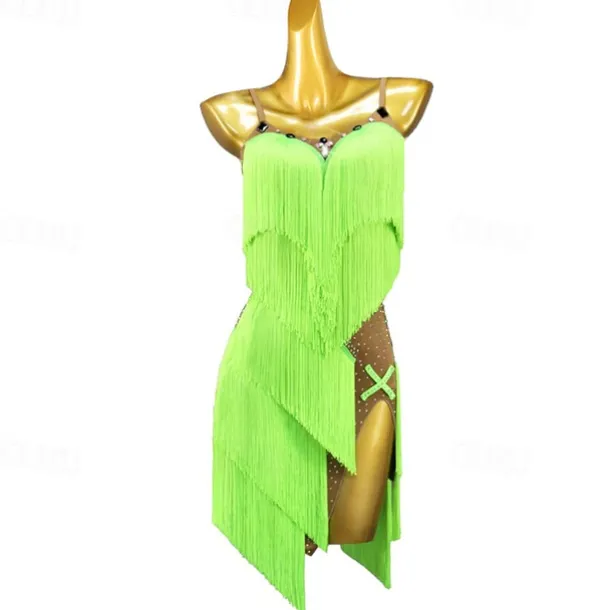 Latin Dance Exotic Dancewear Latin Salsa Dance Dress Tassel Women's Performance Daily Wear Sleeveless Spandex