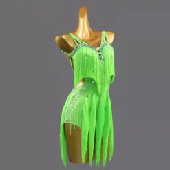 Latin Dance Exotic Dancewear Dress Tassel Crystals / Rhinestones Women's Performance Daily Wear Sleeveless Spandex