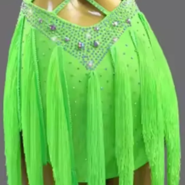 Latin Dance Exotic Dancewear Dress Tassel Crystals / Rhinestones Women's Performance Daily Wear Sleeveless Spandex