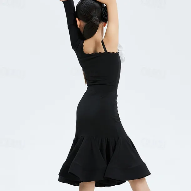 Latin Dance Kids' Dancewear Skirts Floral Print Girls' Performance Daily Wear Long Sleeve Natural Spandex