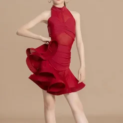 Latin Dance Kids' Dancewear Skirts Splicing Girls' Performance Daily Wear Sleeveless High Lycra