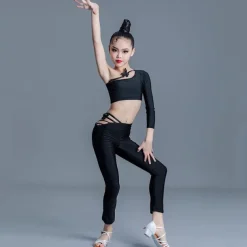 Latin Dance Kids' Dancewear Latin Salsa Dance Top Butterfly Girls' Performance Training Sleeveless Natural Spandex