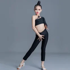 Latin Dance Kids' Dancewear Latin Salsa Dance Top Butterfly Girls' Performance Training Sleeveless Natural Spandex