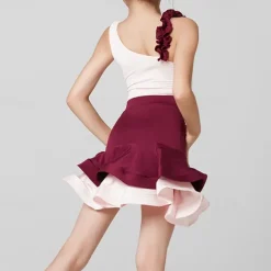 Latin Dance Kids' Dancewear Dress Petal Ruffles Girls' Performance Sleeveless Natural Elastane