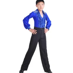 Latin Dance Pants Ruffles Boys' Training Performance Activewear Sleeveless Natural Spandex