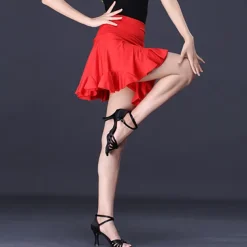 Latin Dance Skirts Pure Color Women's Performance Daily Wear High Milk Fiber
