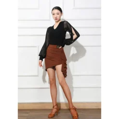 Latin Dance Skirts Pure Color Women's Performance Daily Wear High POLY