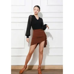 Latin Dance Skirts Pure Color Women's Performance Daily Wear High POLY