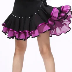 Latin Dance Skirts Ruching Split Joint Crystals / Rhinestones Women's Training Performance Chiffon Ice Silk