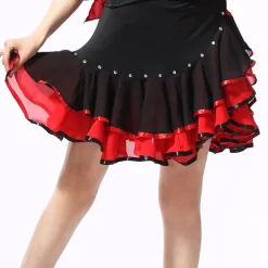 Latin Dance Skirts Ruching Split Joint Crystals / Rhinestones Women's Training Performance Chiffon Ice Silk