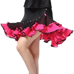 Latin Dance Skirts Ruching Split Joint Crystals / Rhinestones Women's Training Performance Chiffon Ice Silk