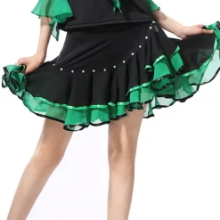 Latin Dance Skirts Ruching Split Joint Crystals / Rhinestones Women's Training Performance Chiffon Ice Silk