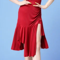 Latin Dance Skirts Split Women's Training Performance Natural Milk Fiber