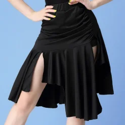 Latin Dance Skirts Split Women's Training Performance Natural Milk Fiber