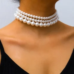 Layered Necklace Pearl Women's Elegant Fashion Layered Cute Circle Necklace For Wedding Party Prom