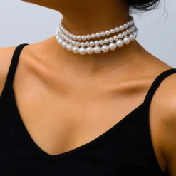 Layered Necklace Pearl Women's Elegant Fashion Layered Cute Circle Necklace For Wedding Party Prom