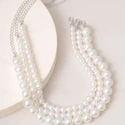 Layered Necklace Pearl Women's Elegant Fashion Layered Cute Circle Necklace For Wedding Party Prom