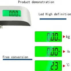 110lb/50kg Digital Handheld Luggage Hanging Baggage Scale With Backlight LCD Display