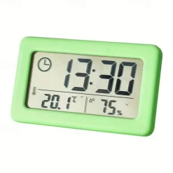 LCD Digital Clock Mute Desktop Clock Temperature Sensor Battery Powered LED Electronic Alarm Clocks Bedroom Indoor Wall Clocks