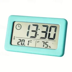 LCD Digital Clock Mute Desktop Clock Temperature Sensor Battery Powered LED Electronic Alarm Clocks Bedroom Indoor Wall Clocks