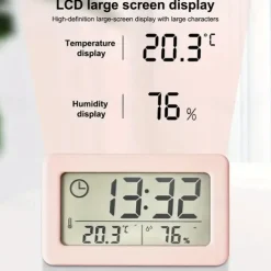 LCD Digital Clock Mute Desktop Clock Temperature Sensor Battery Powered LED Electronic Alarm Clocks Bedroom Indoor Wall Clocks