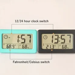 LCD Digital Clock Mute Desktop Clock Temperature Sensor Battery Powered LED Electronic Alarm Clocks Bedroom Indoor Wall Clocks