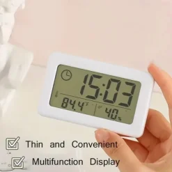 LCD Digital Clock Mute Desktop Clock Temperature Sensor Battery Powered LED Electronic Alarm Clocks Bedroom Indoor Wall Clocks