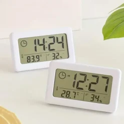 LCD Digital Clock Mute Desktop Clock Temperature Sensor Battery Powered LED Electronic Alarm Clocks Bedroom Indoor Wall Clocks