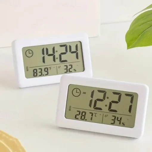 LCD Digital Clock Mute Desktop Clock Temperature Sensor Battery Powered LED Electronic Alarm Clocks Bedroom Indoor Wall Clocks