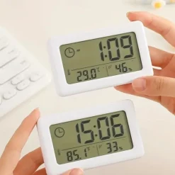 LCD Digital Clock Mute Desktop Clock Temperature Sensor Battery Powered LED Electronic Alarm Clocks Bedroom Indoor Wall Clocks