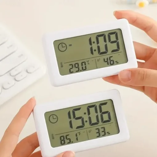 LCD Digital Clock Mute Desktop Clock Temperature Sensor Battery Powered LED Electronic Alarm Clocks Bedroom Indoor Wall Clocks