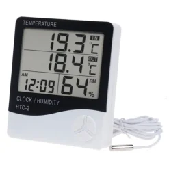 LCD Digital Temperature Humidity Meter Home Indoor Outdoor hygrometer thermometer Weather Station with Clock