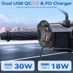 Leading Mobile Phone Charger Motorcycle USB Fast Charging Waterproof TYPE-C Charging Seat SAE Interface