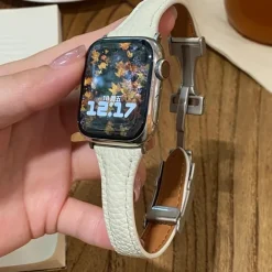 Leather Band Compatible with Apple Watch band 38mm 40mm 41mm 42mm 44mm 45mm 49mm Adjustable Genuine Leather Strap Replacement Wristband for iwatch Ultra 2 Series 9 8 7 SE 6 5 4 3 2 1