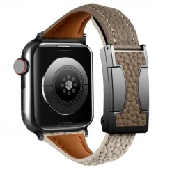 Leather Band Compatible with Apple Watch band 38mm 40mm 41mm 42mm 44mm 45mm 49mm Adjustable Genuine Leather Strap Replacement Wristband for iwatch Ultra 2 Series 9 8 7 SE 6 5 4 3 2 1