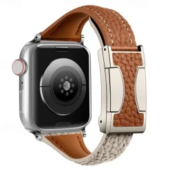 Leather Band Compatible with Apple Watch band 38mm 40mm 41mm 42mm 44mm 45mm 49mm Adjustable Genuine Leather Strap Replacement Wristband for iwatch Ultra 2 Series 9 8 7 SE 6 5 4 3 2 1