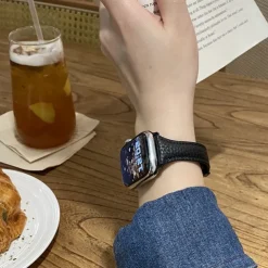 Leather Band Compatible with Apple Watch band 38mm 40mm 41mm 42mm 44mm 45mm 49mm Adjustable Genuine Leather Strap Replacement Wristband for iwatch Ultra 2 Series 9 8 7 SE 6 5 4 3 2 1