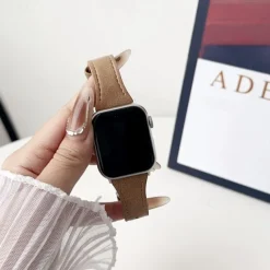 Leather Band Compatible with Apple Watch band 38mm 40mm 41mm 42mm 44mm 45mm 49mm Rugged Metal Clasp Adjustable Genuine Leather Strap Replacement Wristband for iwatch Ultra 2 Series 9 8 7 SE 6 5 4 3 2