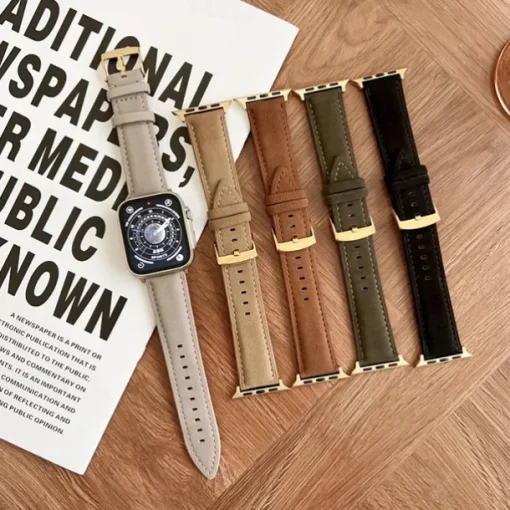 Leather Band Compatible with Apple Watch band 38mm 40mm 41mm 42mm 44mm 45mm 49mm Adjustable Leather Strap Replacement Wristband for iwatch Ultra 2 Series 9 8 7 SE 6 5 4 3 2 1