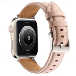 Leather Band Compatible with Apple Watch band 38mm 40mm 41mm 42mm 44mm 45mm 49mm Metal Clasp Luxury Adjustable Genuine Leather Strap Replacement Wristband for iwatch Ultra 2 Series 9 8 7 SE 6 5 4 3 2