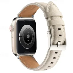 Leather Band Compatible with Apple Watch band 38mm 40mm 41mm 42mm 44mm 45mm 49mm Metal Clasp Luxury Adjustable Genuine Leather Strap Replacement Wristband for iwatch Ultra 2 Series 9 8 7 SE 6 5 4 3 2