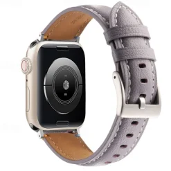 Leather Band Compatible with Apple Watch band 38mm 40mm 41mm 42mm 44mm 45mm 49mm Metal Clasp Luxury Adjustable Genuine Leather Strap Replacement Wristband for iwatch Ultra 2 Series 9 8 7 SE 6 5 4 3 2