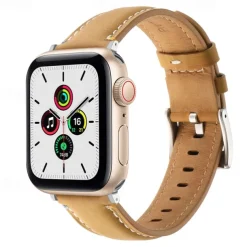 Leather Band Compatible with Apple Watch band 38mm 40mm 41mm 42mm 44mm 45mm 49mm Metal Clasp Luxury Adjustable Genuine Leather Strap Replacement Wristband for iwatch Ultra 2 Series 9 8 7 SE 6 5 4 3 2