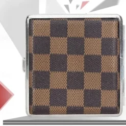 Leather Cigarette Case with Elastic Strap, Metal Frame, Holds 20 Cigarettes, Protective Holder for Hand-Rolled Cigarettes