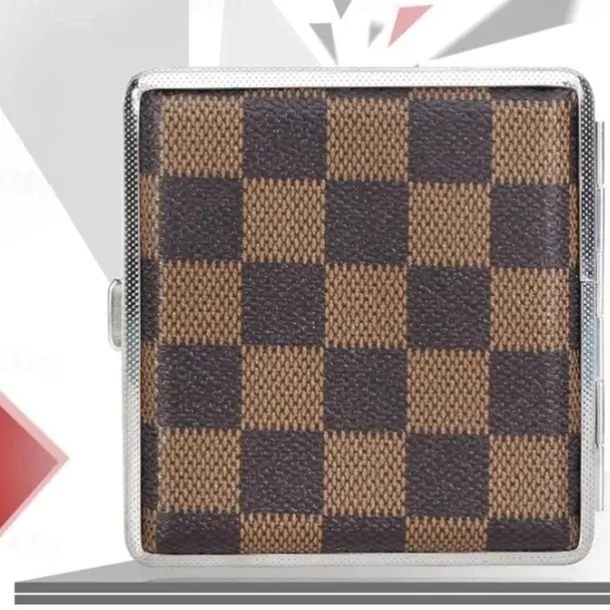 Leather Cigarette Case with Elastic Strap, Metal Frame, Holds 20 Cigarettes, Protective Holder for Hand-Rolled Cigarettes