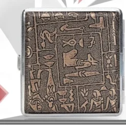 Leather Cigarette Case with Elastic Strap, Metal Frame, Holds 20 Cigarettes, Protective Holder for Hand-Rolled Cigarettes